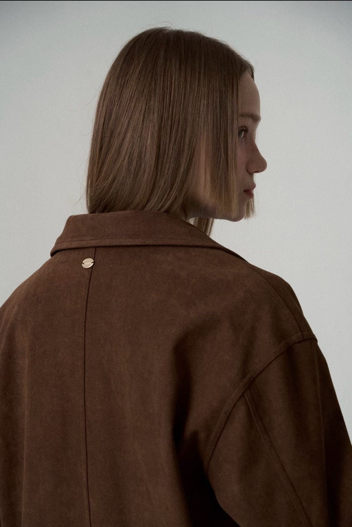 OT22018- 韓國復古寬鬆工裝大口袋翻領高品質防麂皮外套