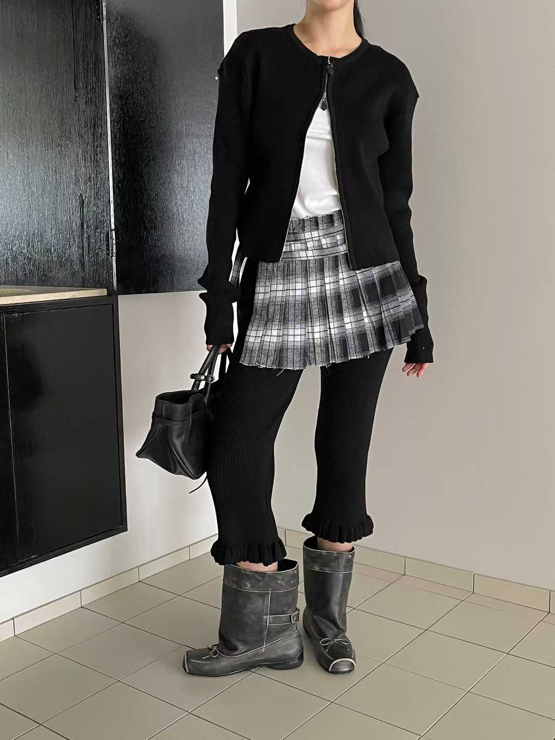 PT21883 - Korean Designer Brand Spliced Tie Stripe Loose Casual Pants
