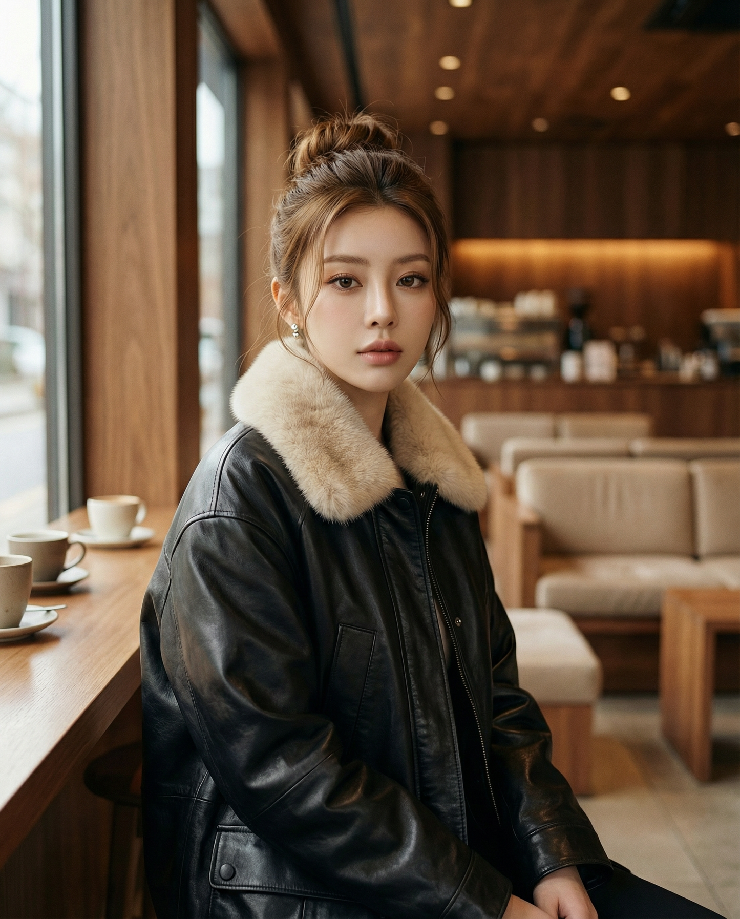 JK22300- 時尚休閒人氣熱賣真皮羽絨(羊皮)外套