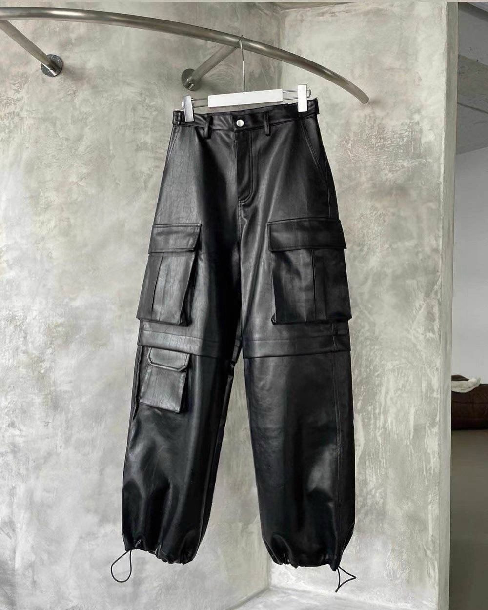PT22093- 韓國個性前衛PU皮革長褲
