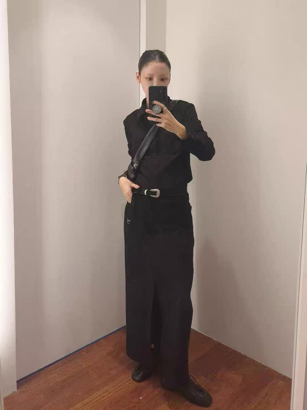 AC22060- 韓國簡約曲線釦真牛皮腰带皮帶