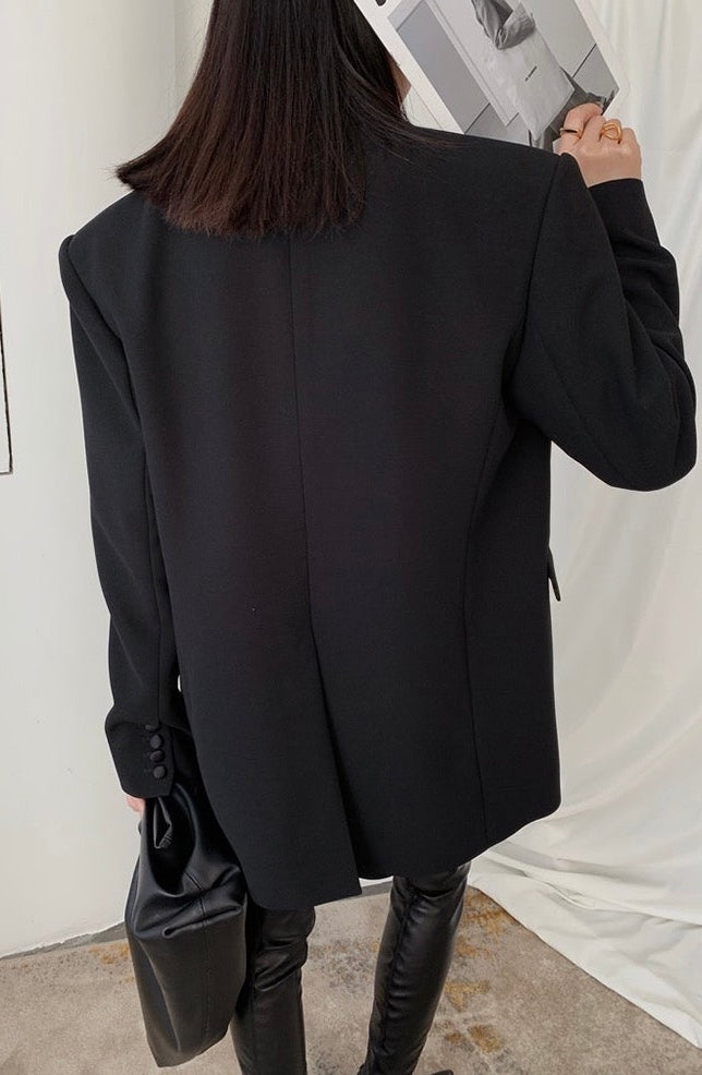 OT11233- High-end design double-breasted mid-length women's blazer suitable for fashionable casual and business formal wear