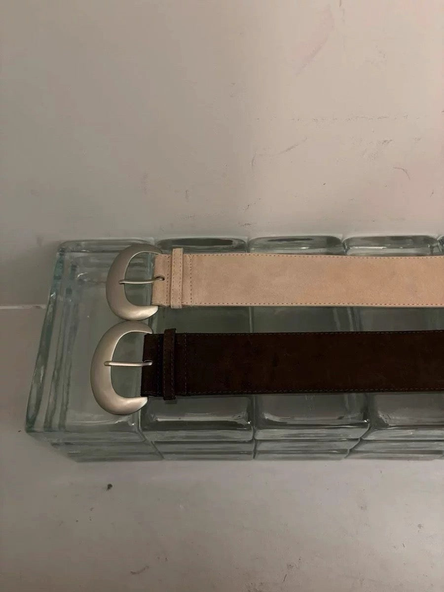 AC22022- 韓國大器優雅麂皮質感寬版金屬釦腰帶