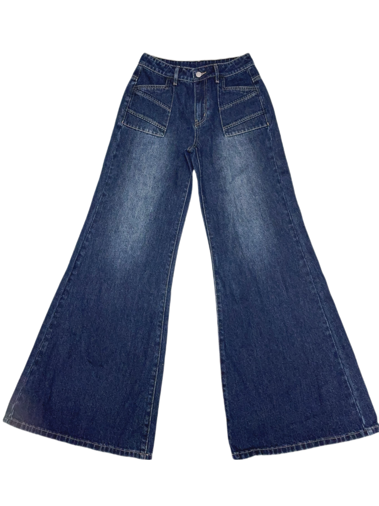 DN21171D- 寬腿工裝風顯高修長美喇叭牛仔褲 RE-STOCK
