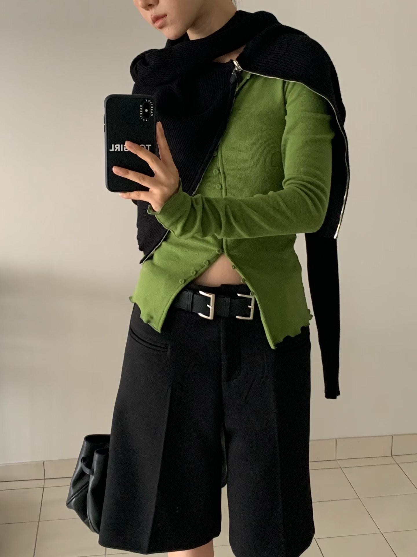 AC22023- 韓國設計感雙金屬釦真牛皮腰带皮帶