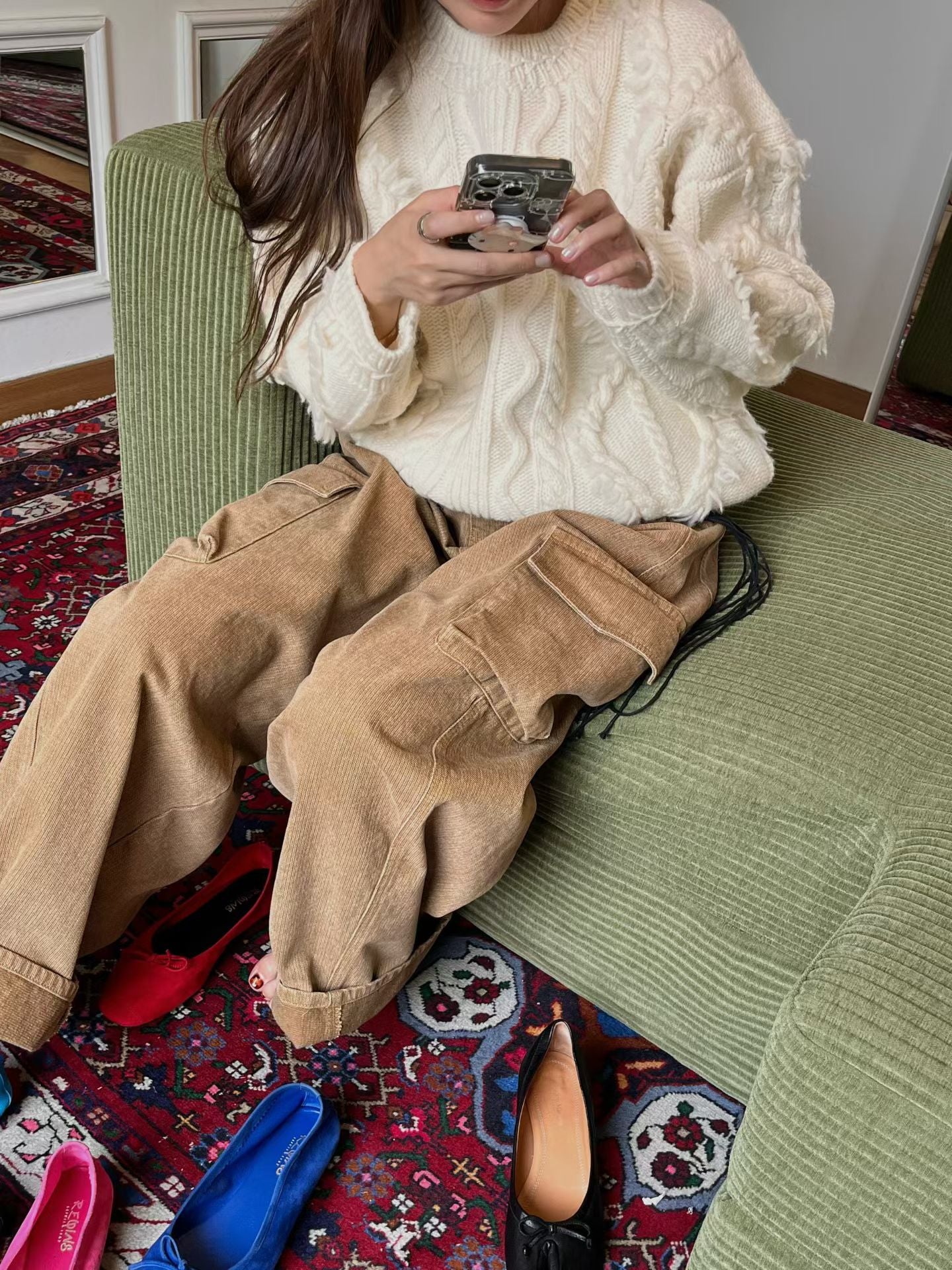 TP22079- 韓國羊毛麻花手工長袖毛衣