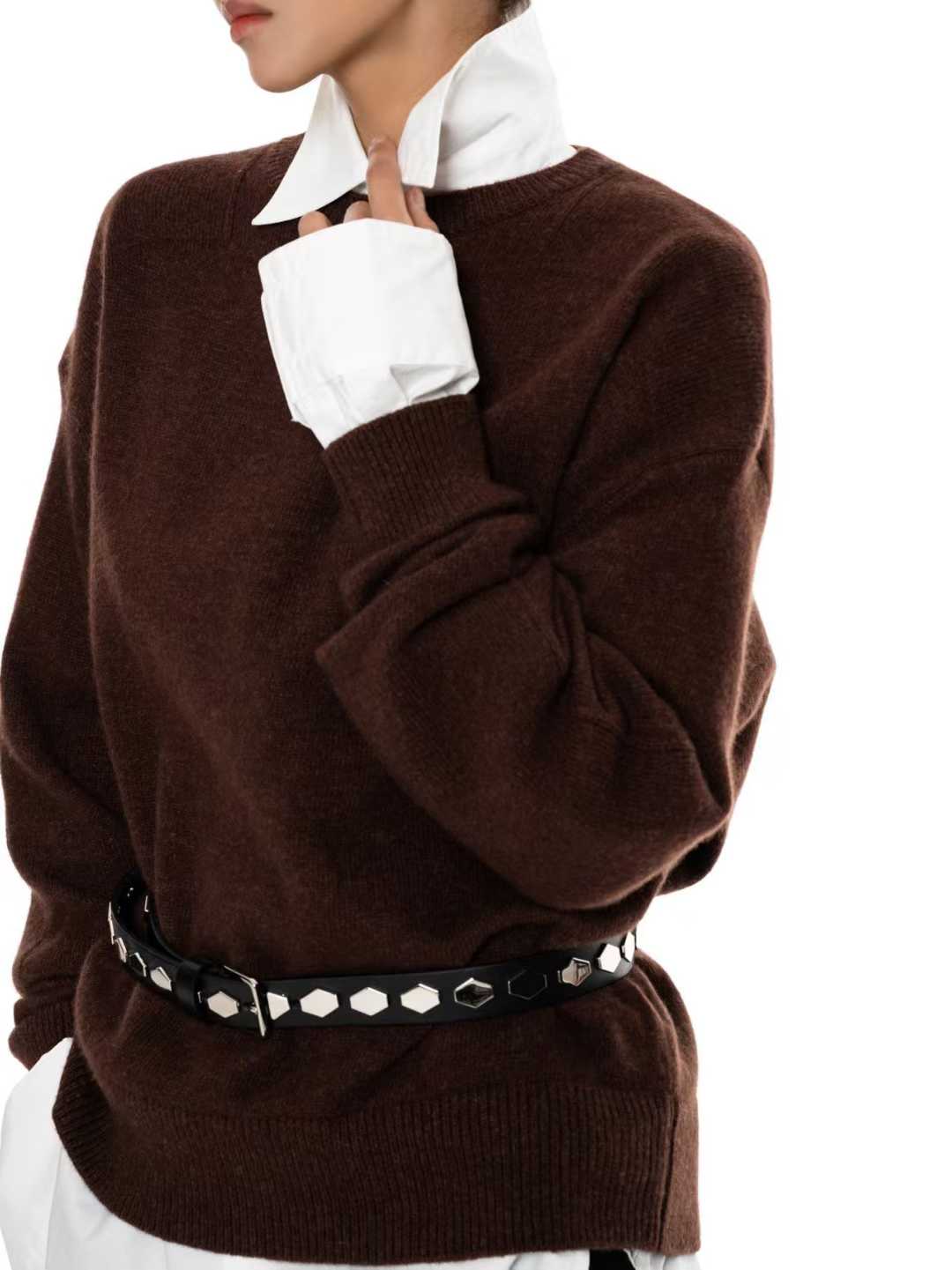 AC22029- 韓國個性蜂巢鉚釘真皮腰帶