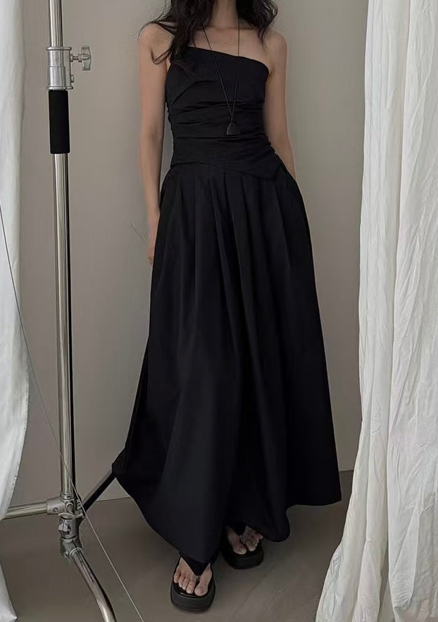 ST21506 - Designer niche asymmetrical pleated strapless top and A-line skirt set