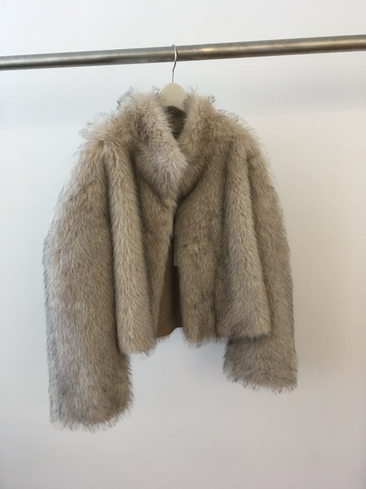 OT22013- 韓國奢華仿皮草短版外套