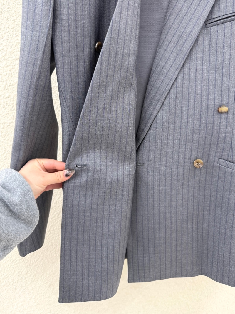 ST22602- 韓國設計師早春新款條紋雙排扣西裝