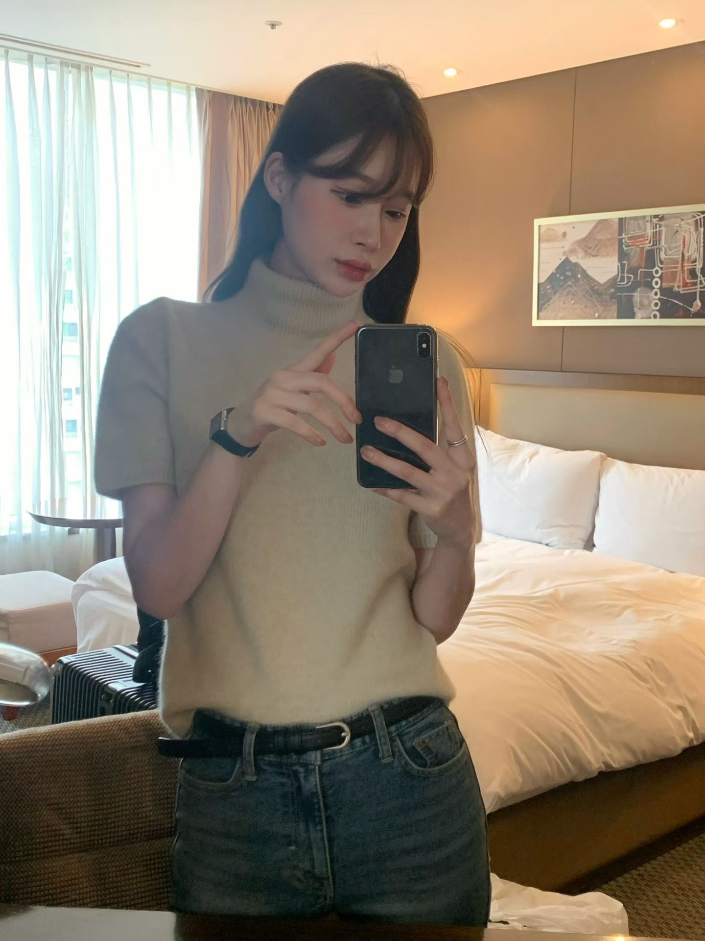 AC22061- 優雅細膩極簡細版真牛皮皮帶