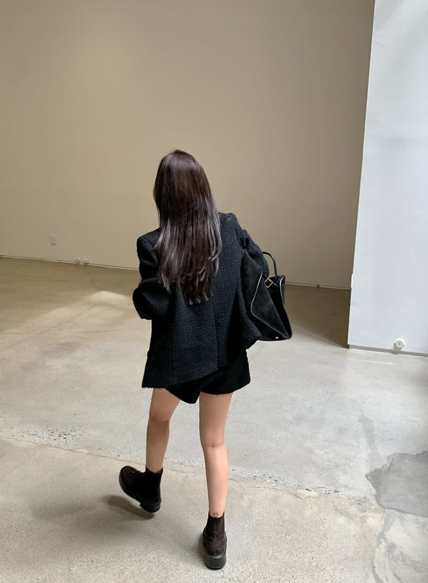 ST21900- 韓國小香風氣質粗花呢外套與短褲套裝