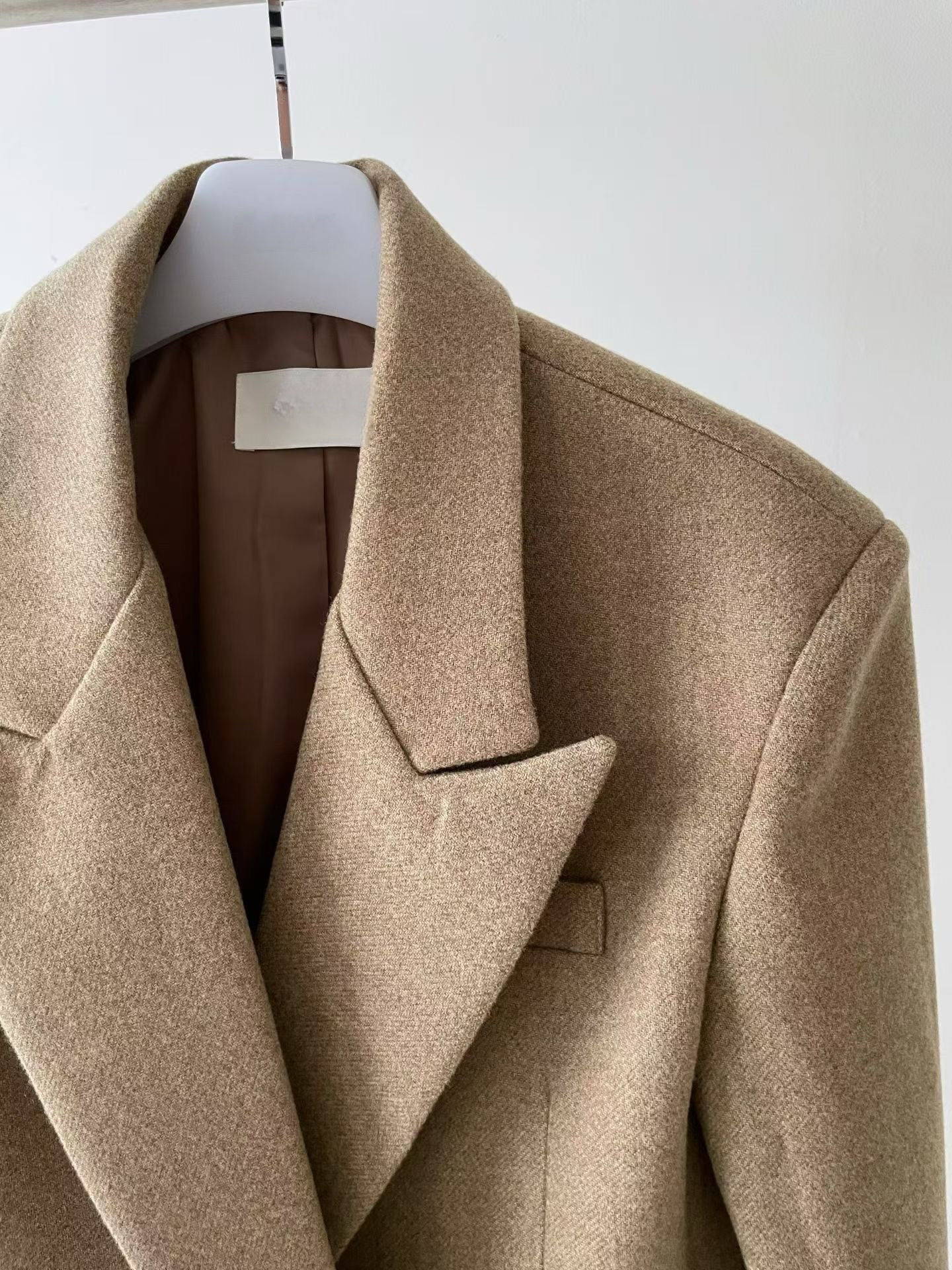 OT22026- 韓國設計師款經典寛鬆百搭毛呢雙排扣西裝