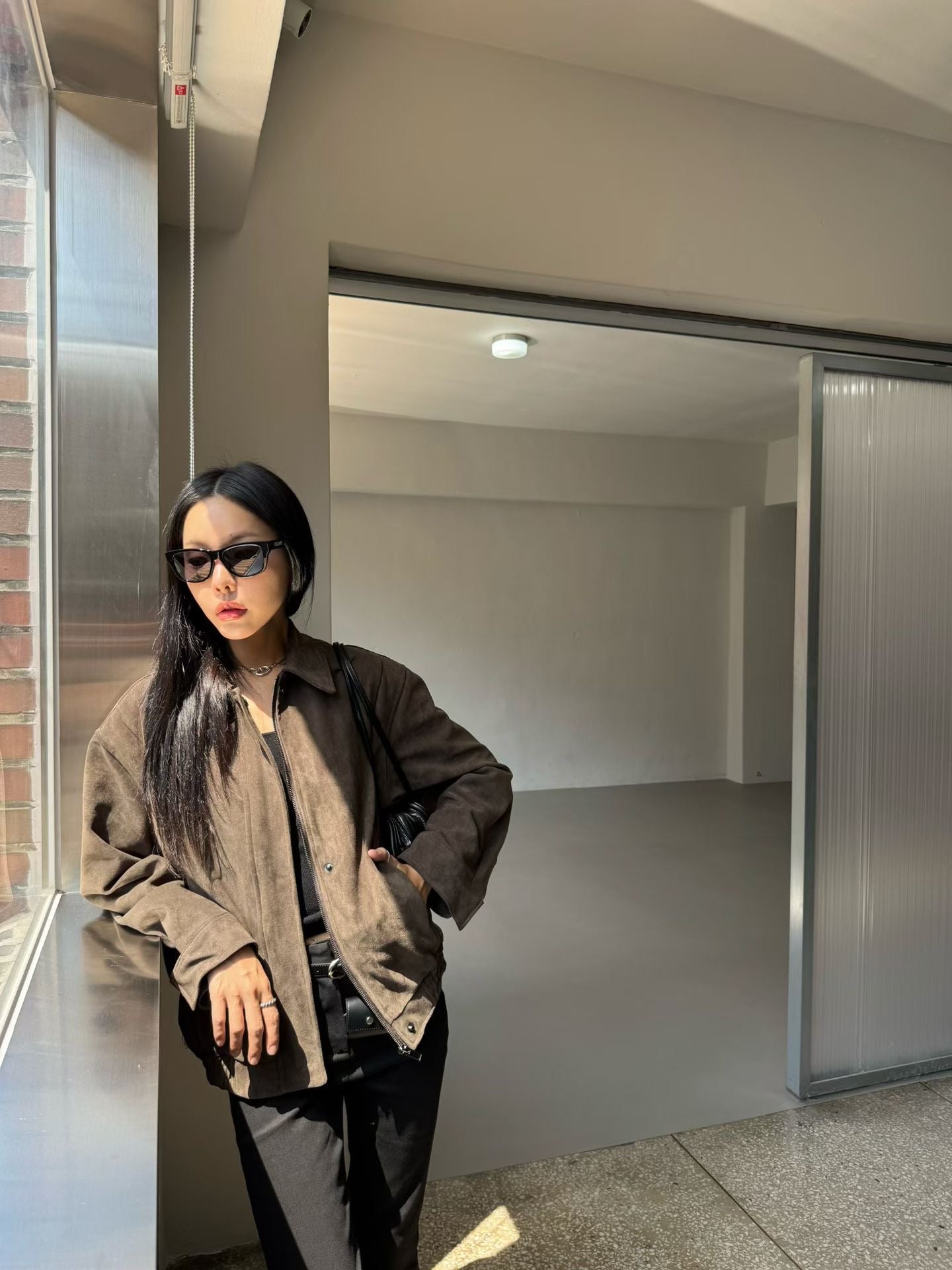 OT22031- 韓國復古麂皮絨寬鬆外套