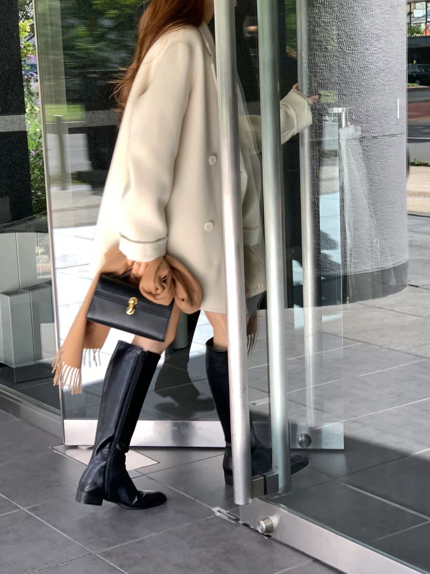 OT21933- 韓國氣質通勤雙排扣羊毛呢大衣外套