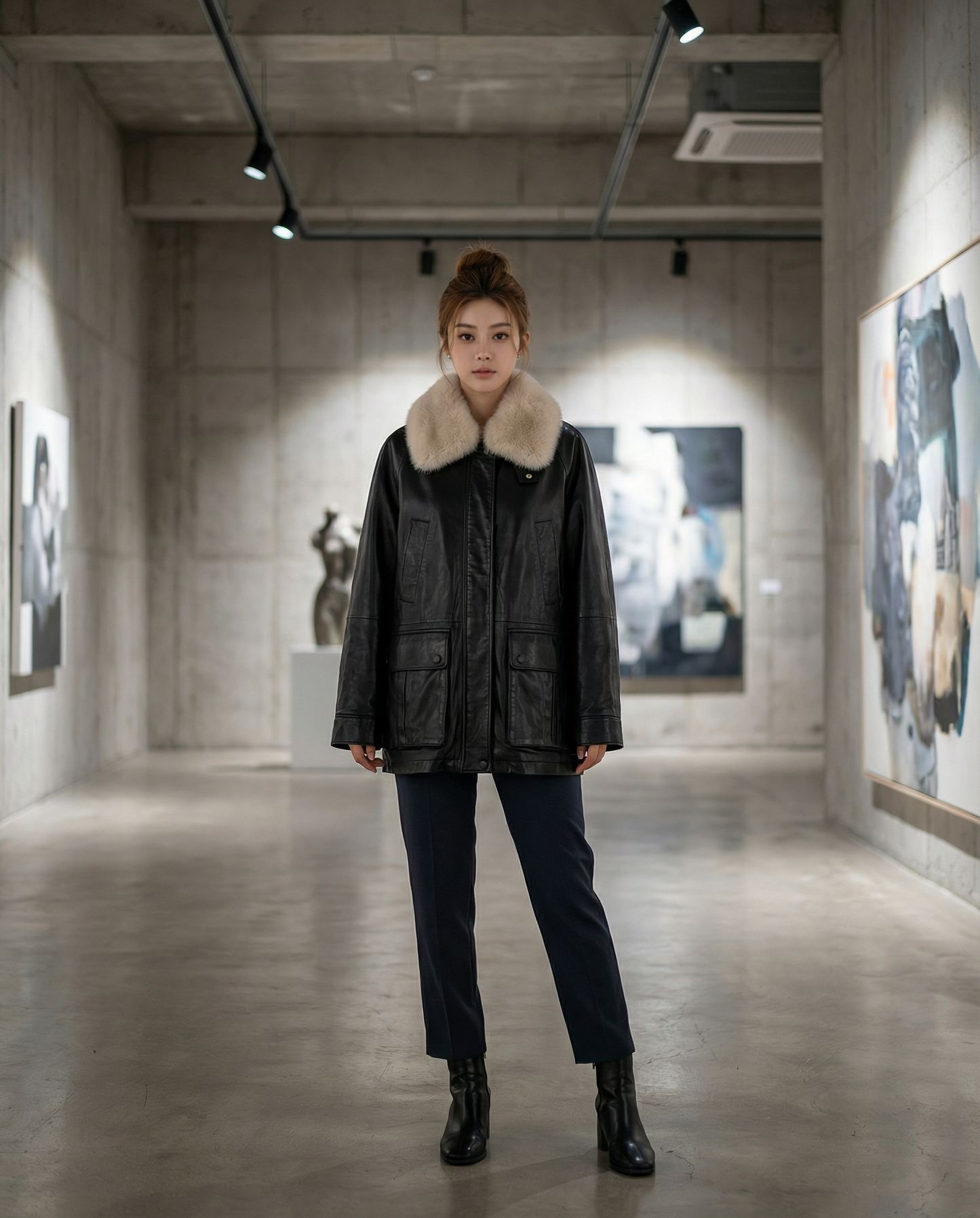 JK22300- 時尚休閒人氣熱賣真皮羽絨(羊皮)外套