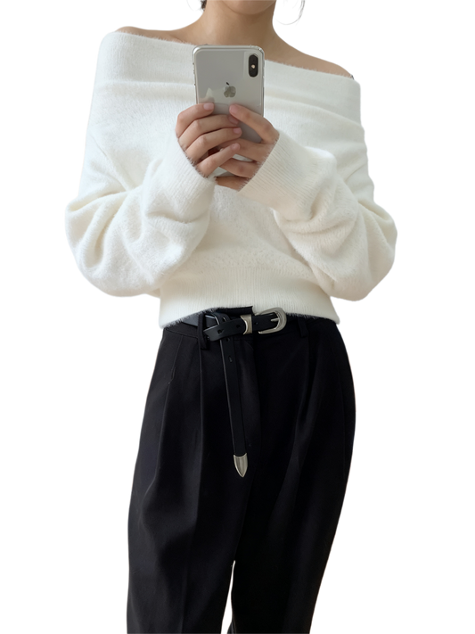 AC22036- 簡約曲線釦細版牛皮腰带皮帶