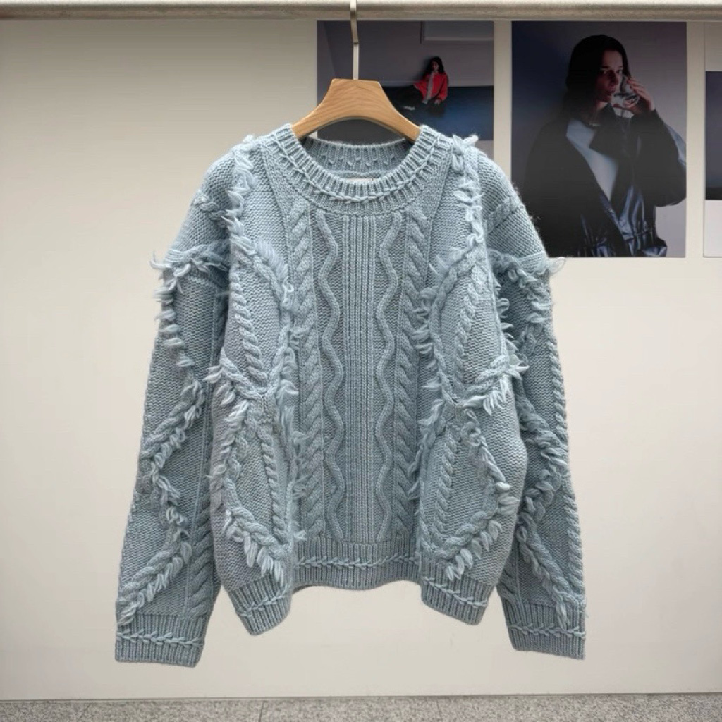 TP22079- 韓國羊毛麻花手工長袖毛衣