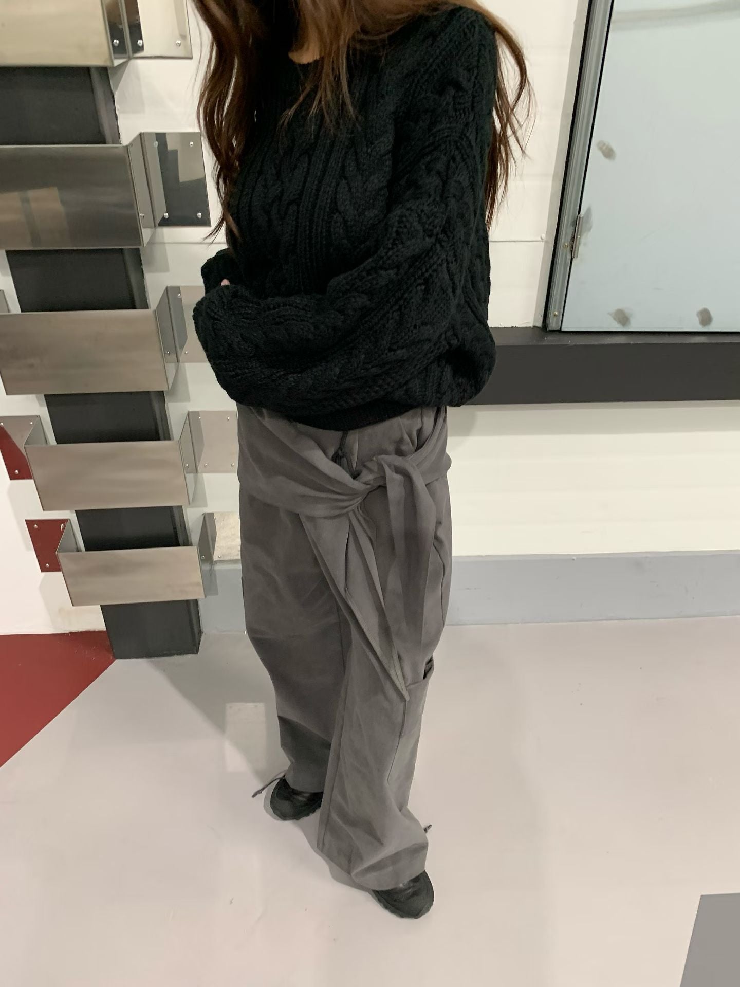 TP22096- 韓國經典麻花紋圓領寬鬆毛衣