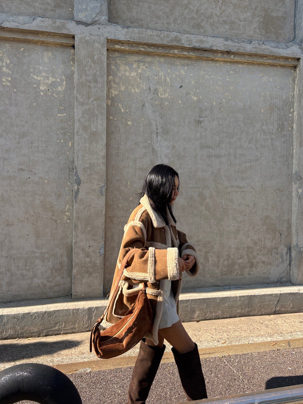 JK22092- 韓國時尚氣質復古羊羔毛中長款外套