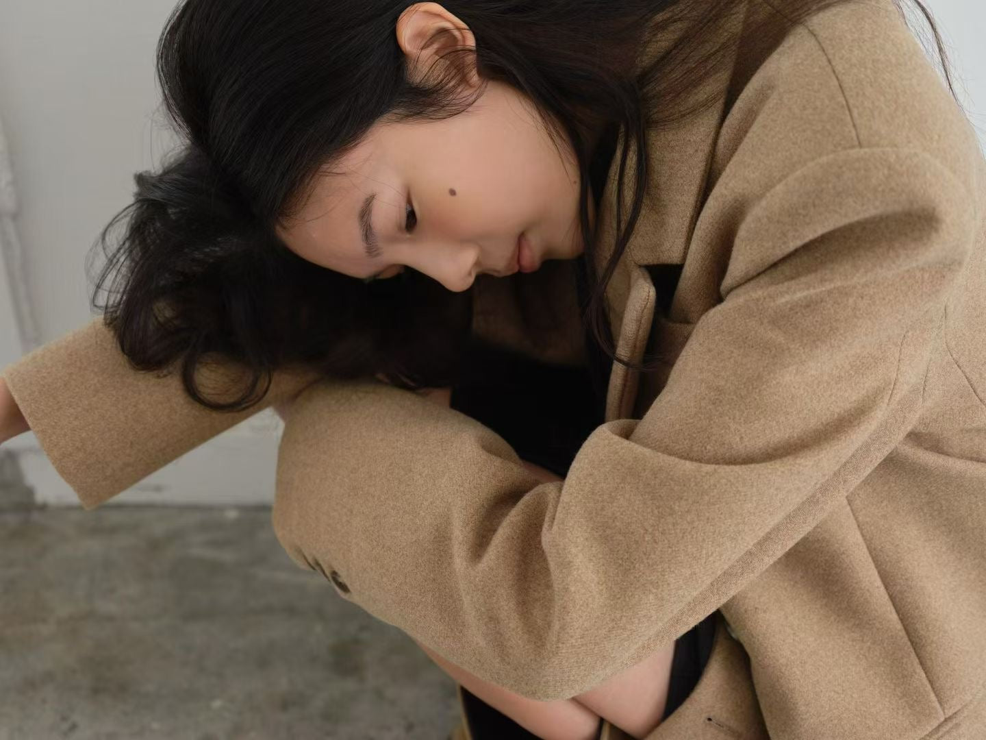 OT22026- 韓國設計師款經典寛鬆百搭毛呢雙排扣西裝