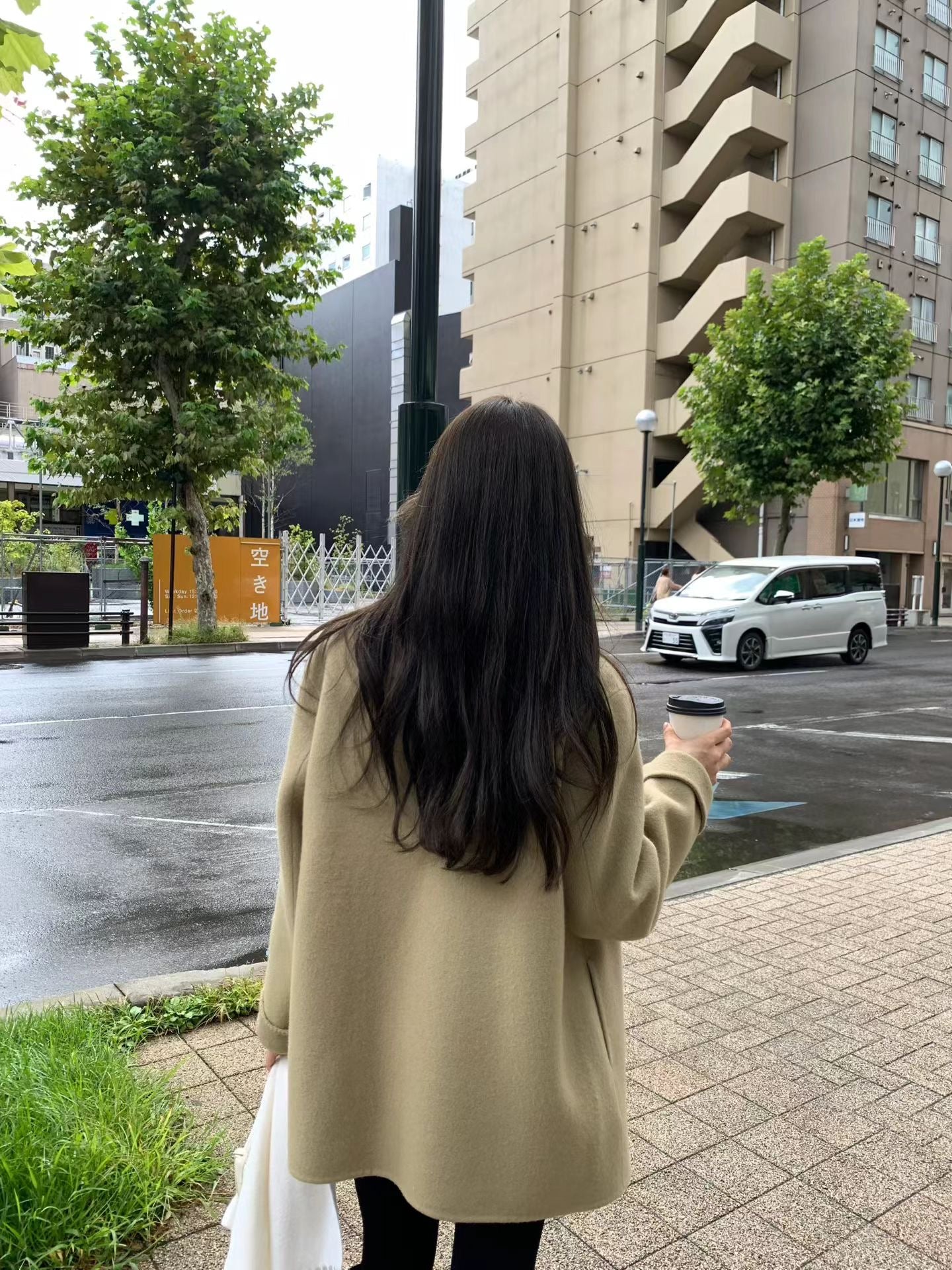 OT21933- 韓國氣質通勤雙排扣羊毛呢大衣外套