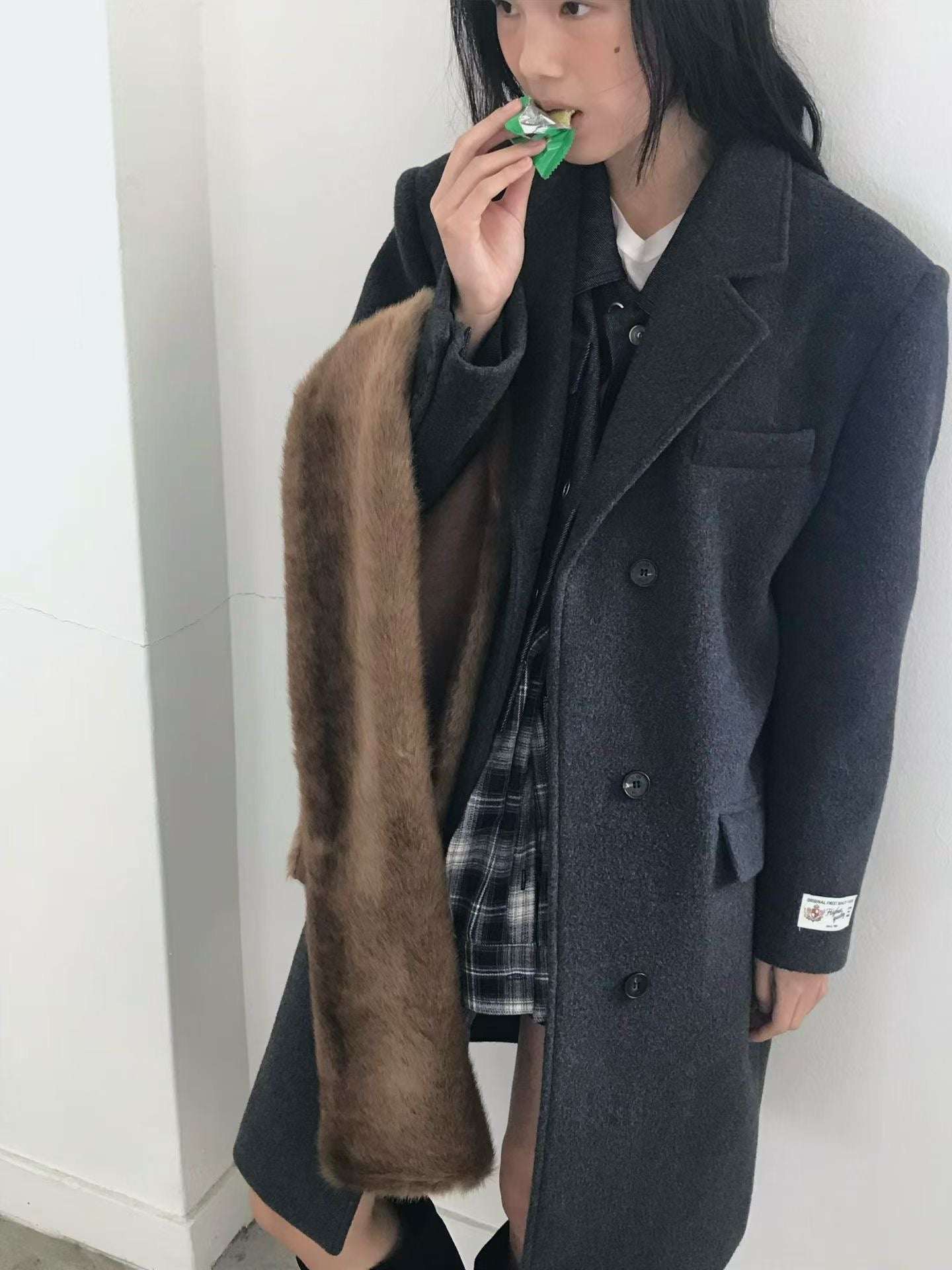 OT22029- 韓國設計師款質感西裝領長大衣