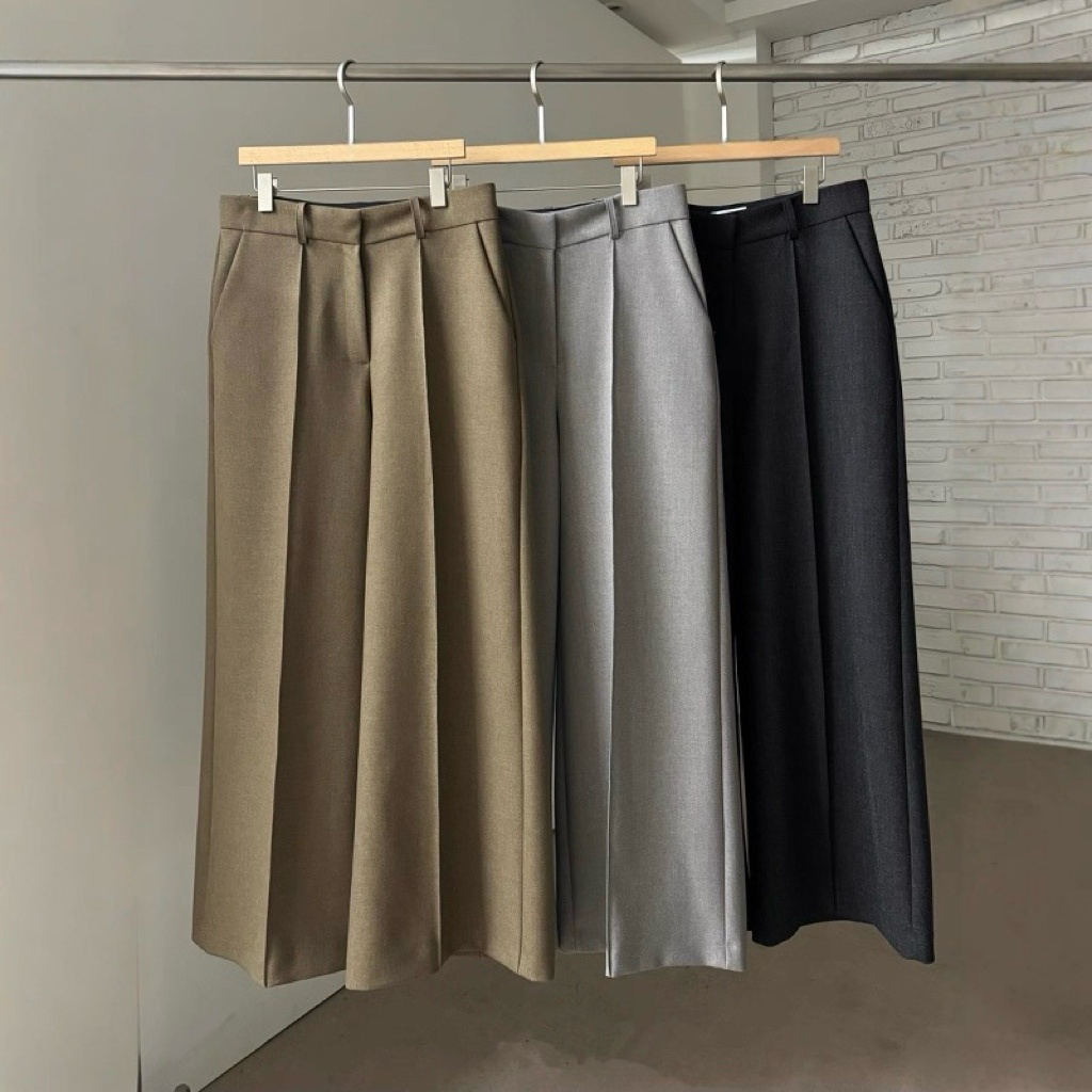 ST22090- 韓國西裝馬甲背心 + 寬鬆直筒褲兩件套