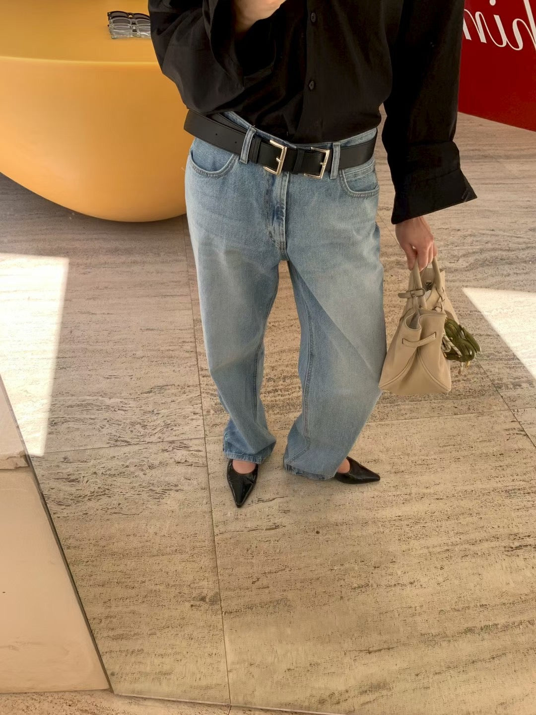 AC22023- 韓國設計感雙金屬釦真牛皮腰带皮帶