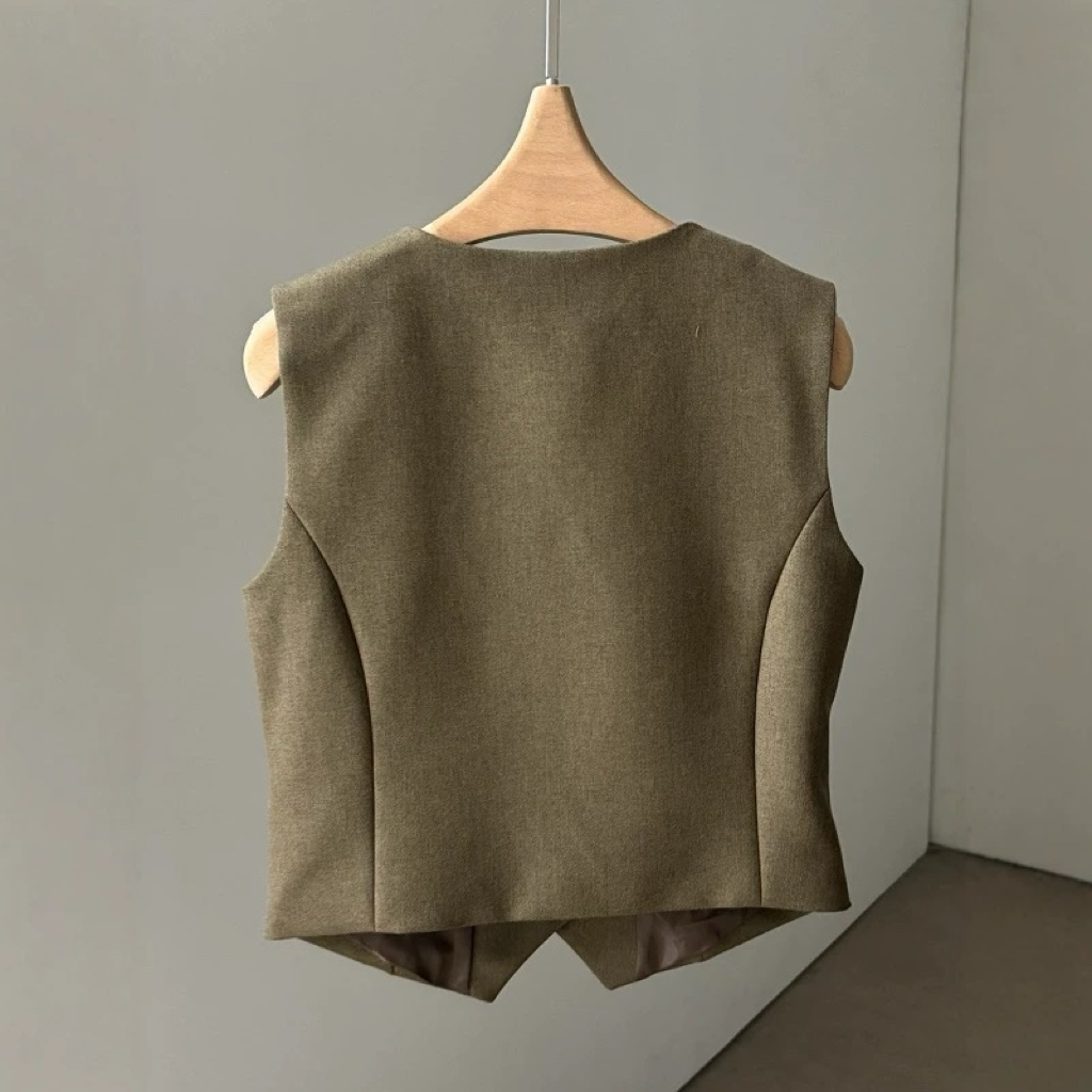 ST22090- 韓國西裝馬甲背心 + 寬鬆直筒褲兩件套