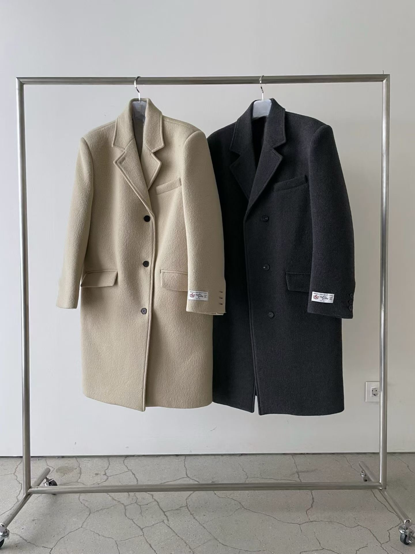 OT22029- 韓國設計師款質感西裝領長大衣