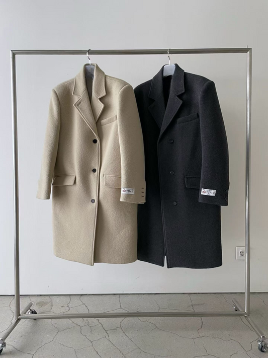 OT22029- 韓國設計師款質感西裝領長大衣