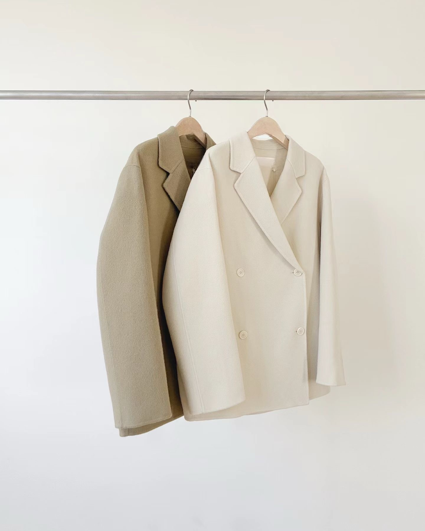 OT21933- 韓國氣質通勤雙排扣羊毛呢大衣外套