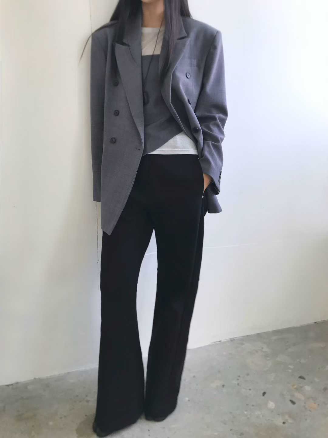 OT22003- 韓國時尚雙排扣翻領純色短外套