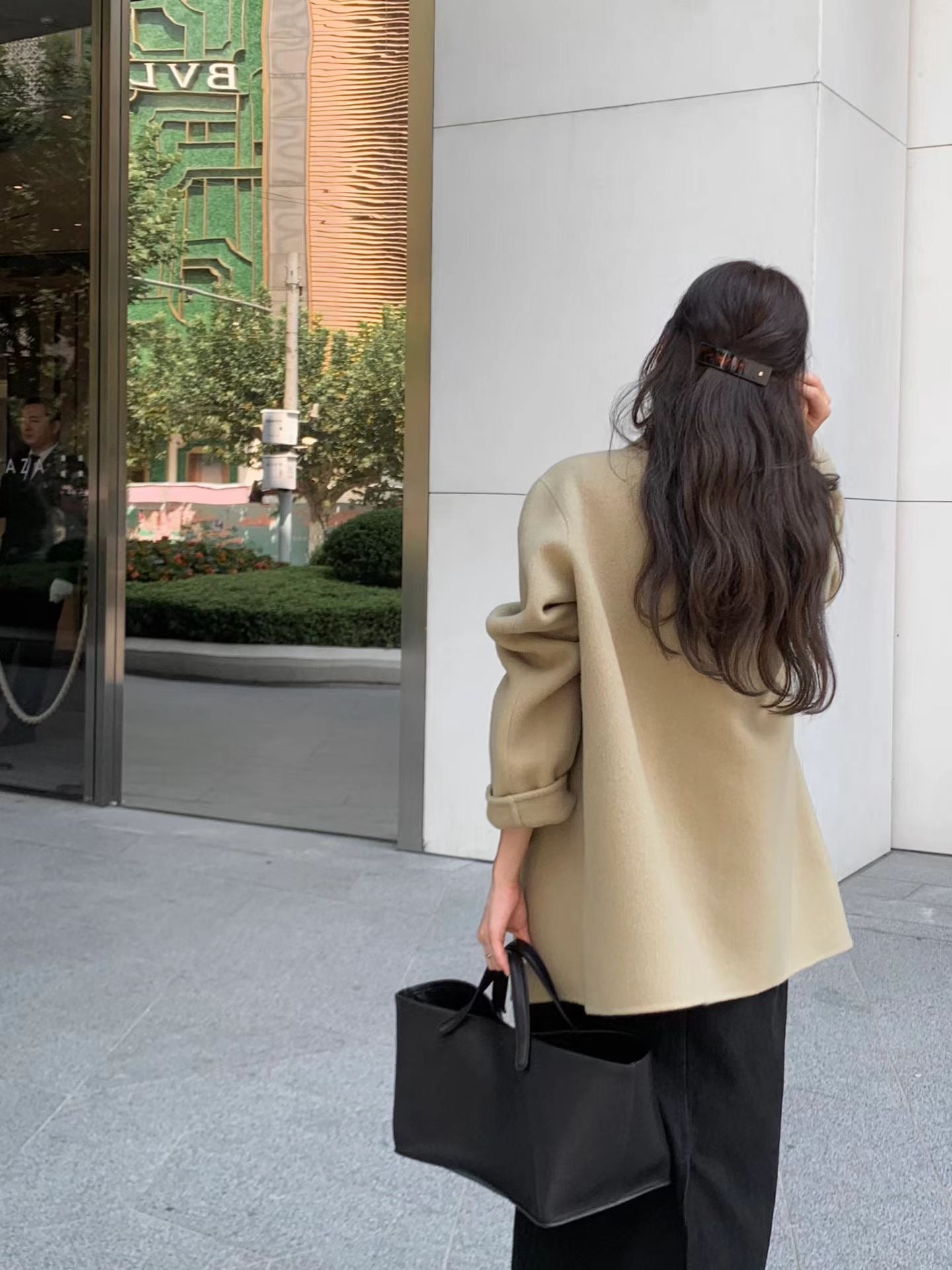 OT21933- 韓國氣質通勤雙排扣羊毛呢大衣外套