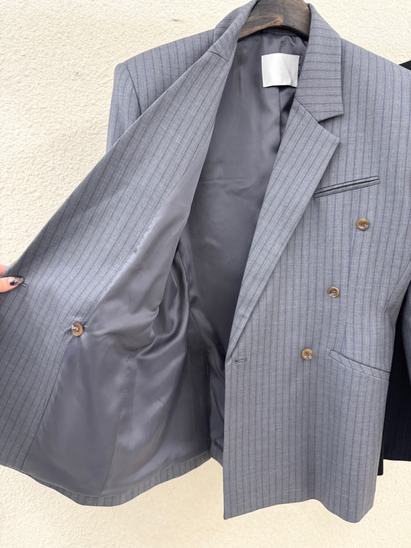 ST22602- 韓國設計師早春新款條紋雙排扣西裝