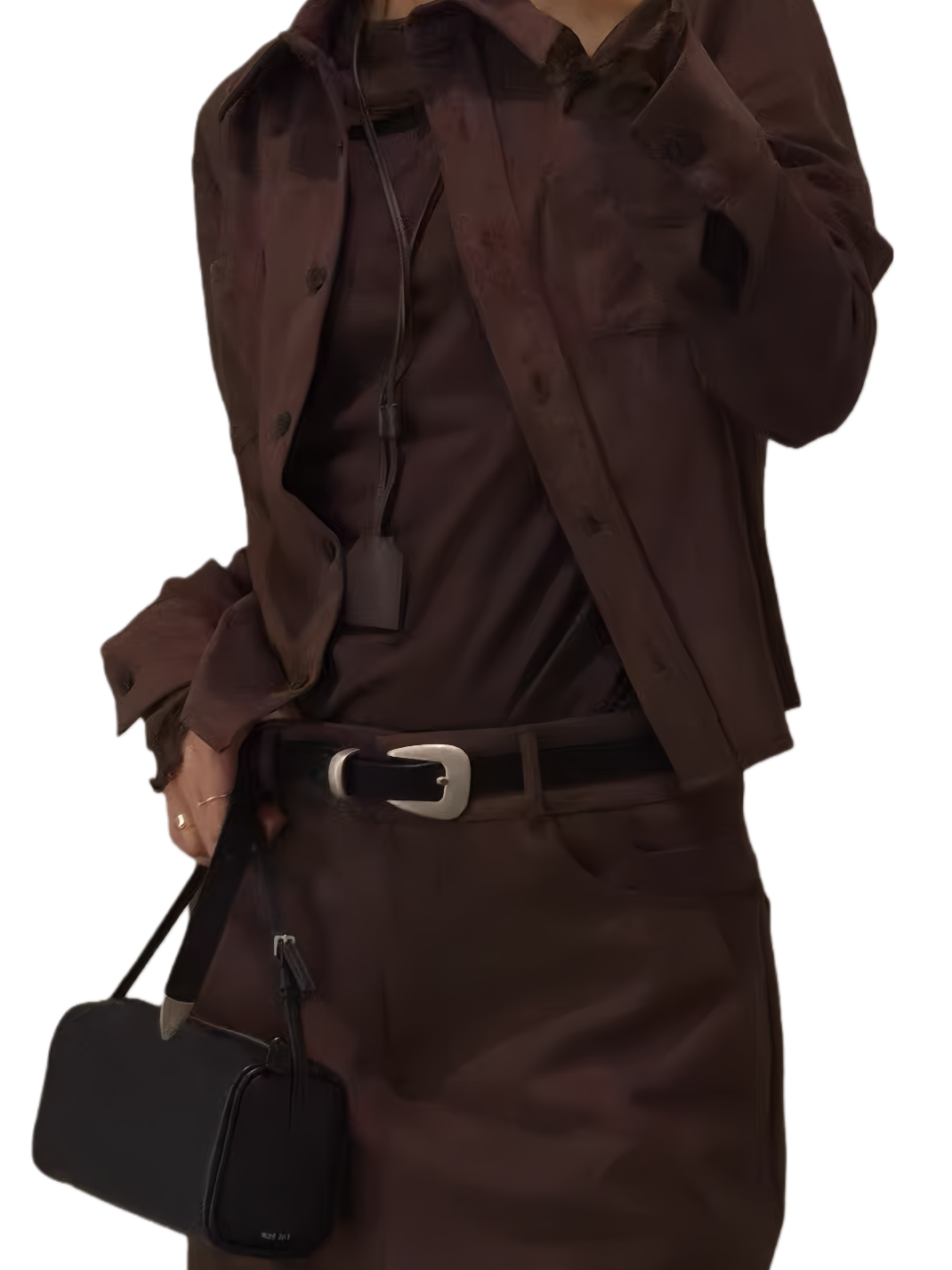 AC22060- 韓國簡約曲線釦真牛皮腰带皮帶