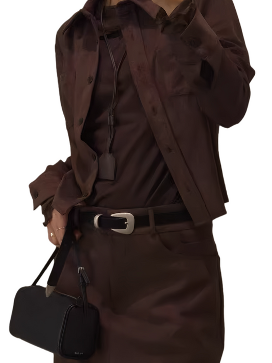 AC22060- 韓國簡約曲線釦真牛皮腰带皮帶