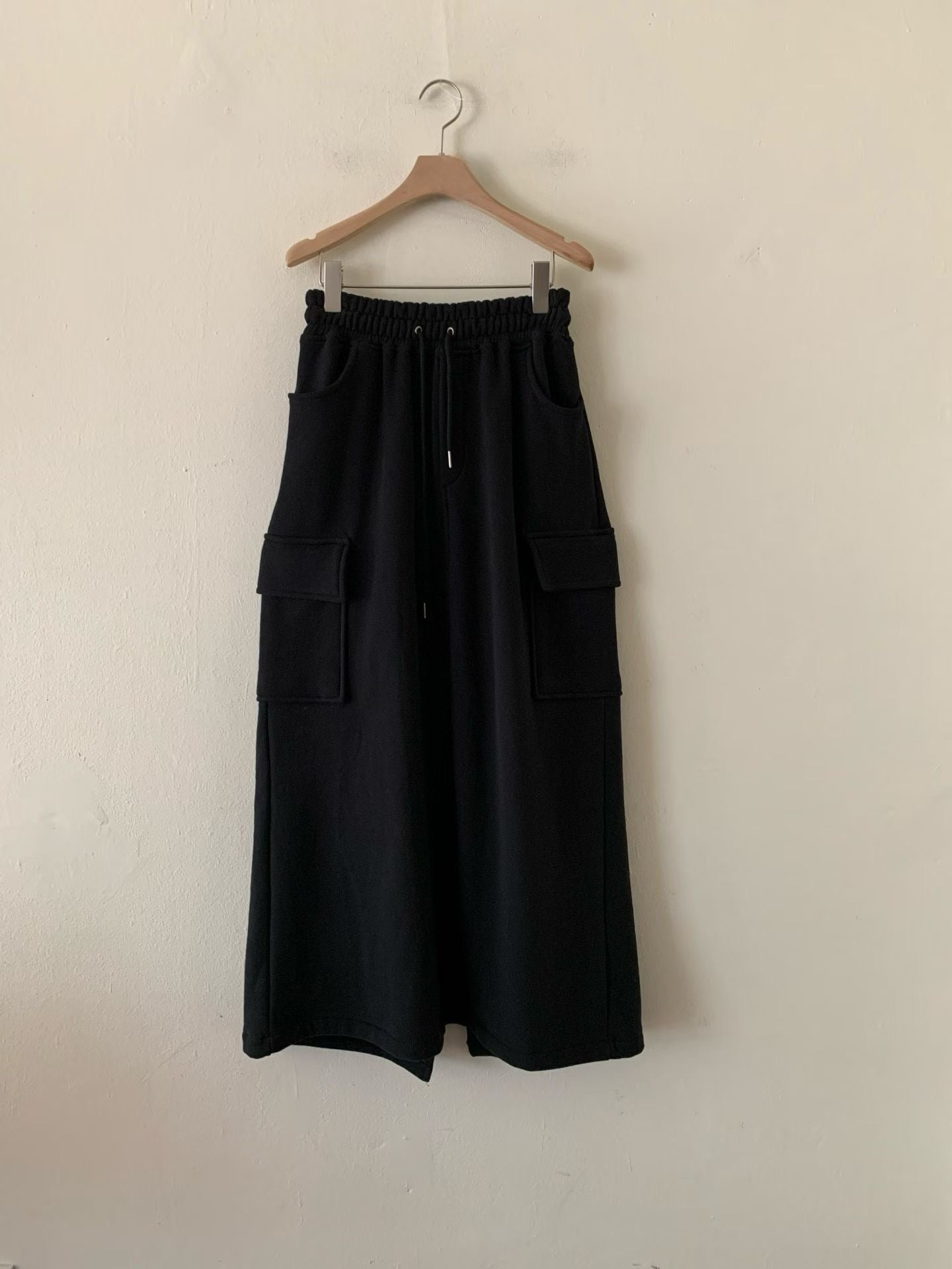 SK21962- 韓國工裝大口袋抽繩鬆緊腰長裙