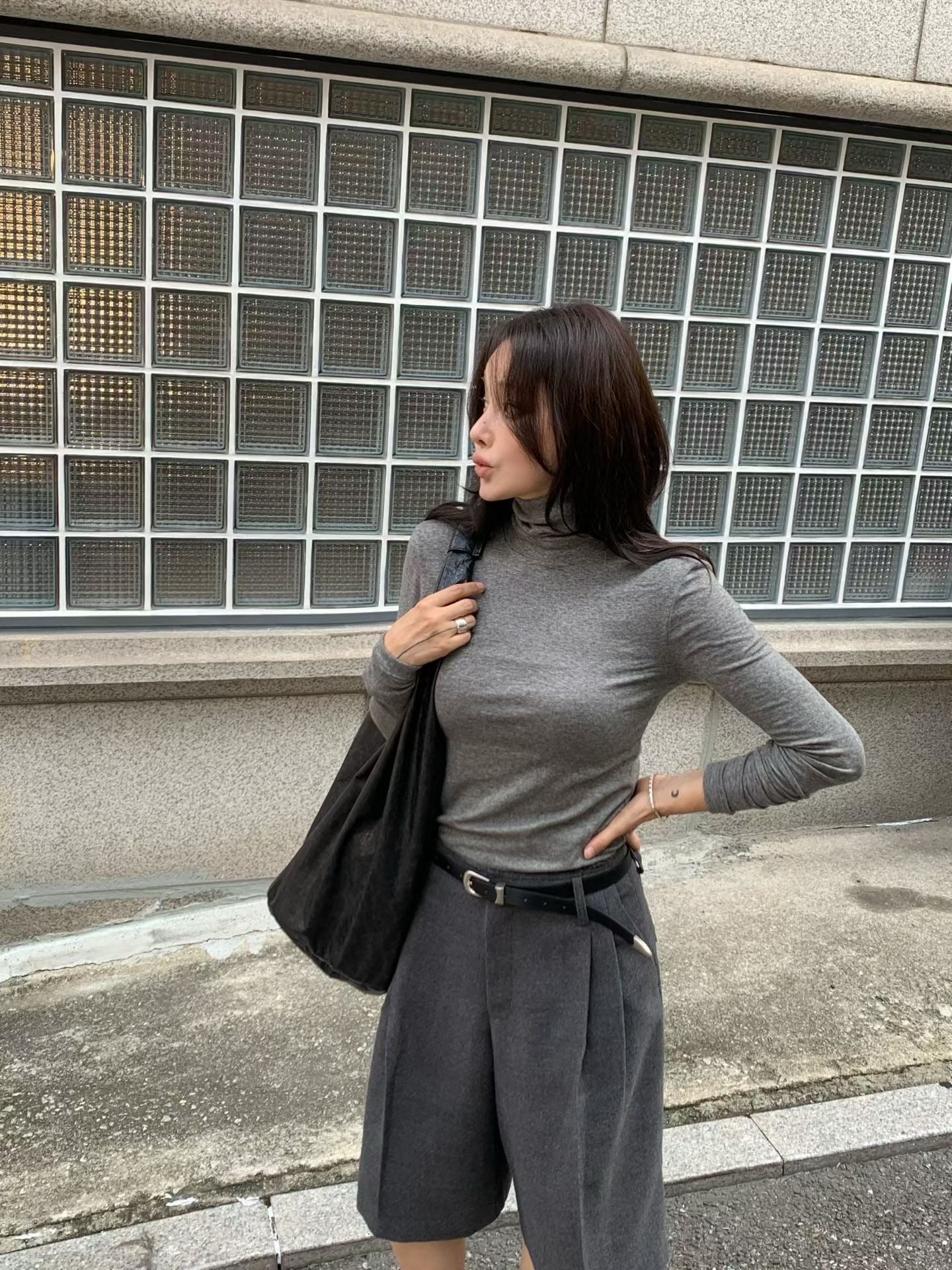 TP21989- 韓國韓國時尚高領天絲羊毛薄打底衫(6色)