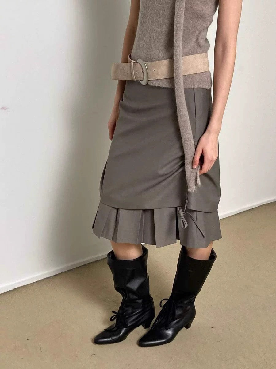 AC22022- 韓國大器優雅麂皮質感寬版金屬釦腰帶