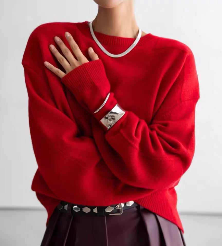 TP22022- 韓國羊絨寬鬆圓領長袖毛衣