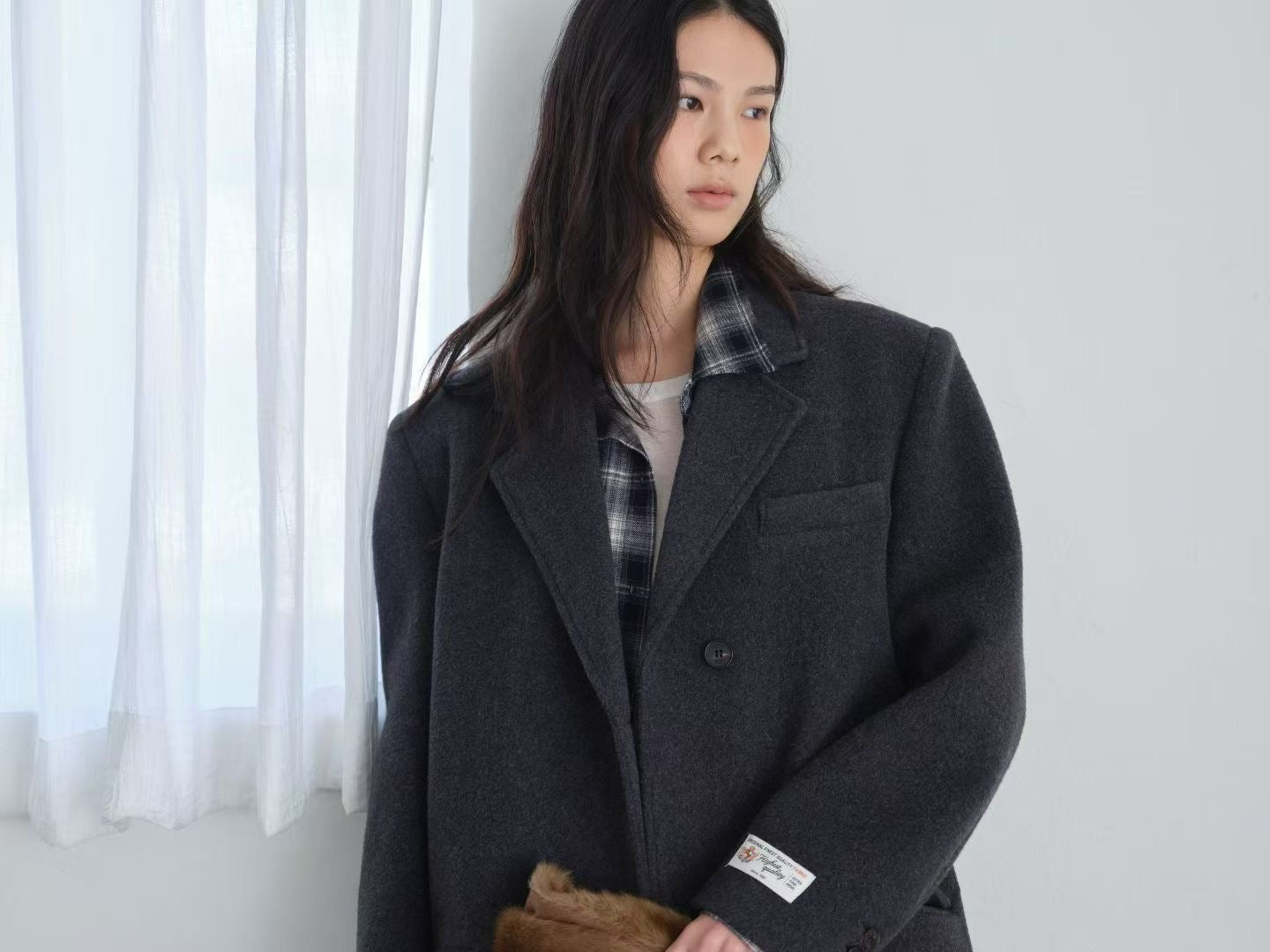 OT22029- 韓國設計師款質感西裝領長大衣