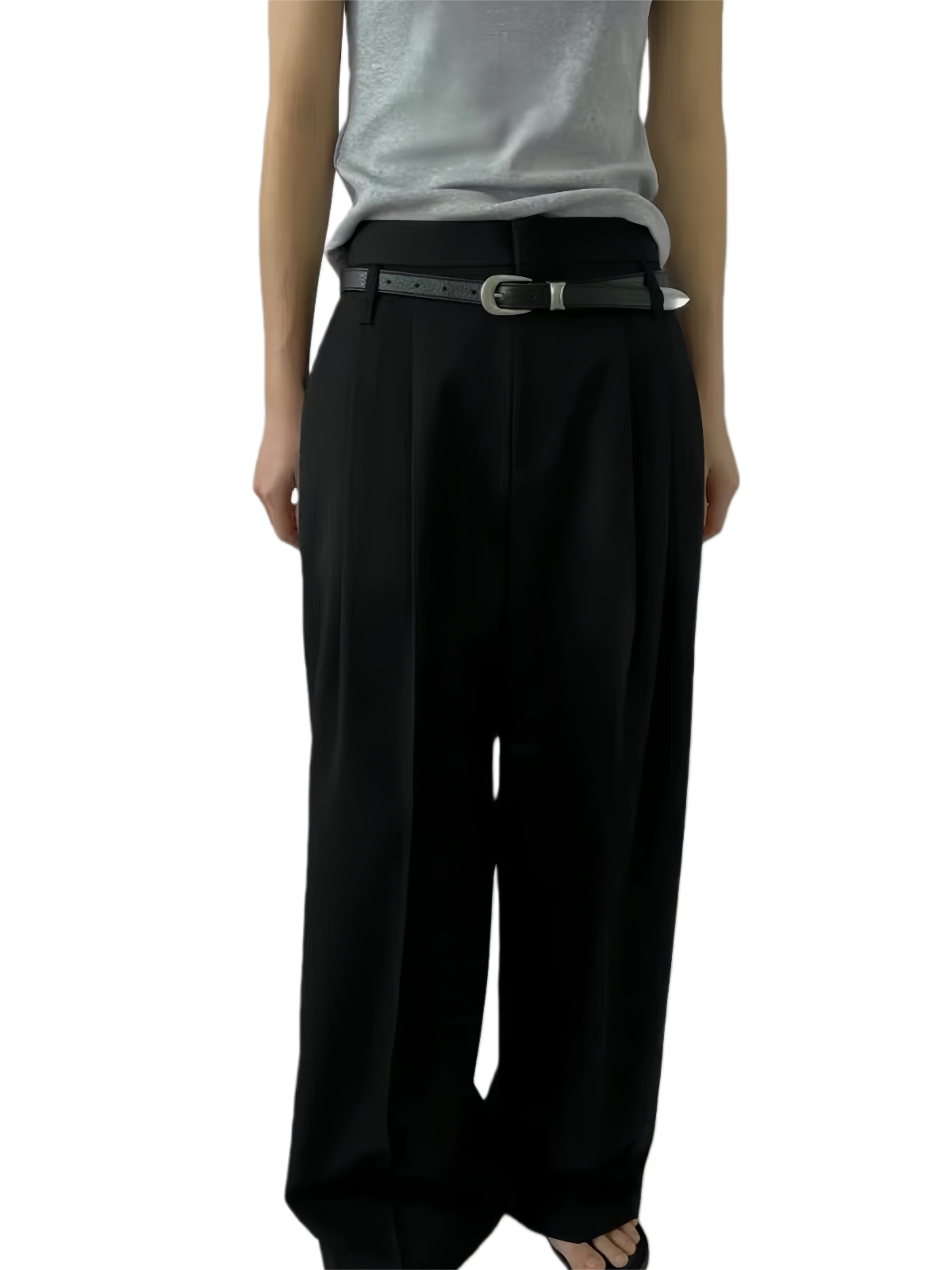 AC22036- 簡約曲線釦細版牛皮腰带皮帶