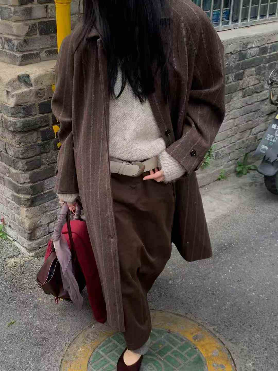 AC22022- 韓國大器優雅麂皮質感寬版金屬釦腰帶