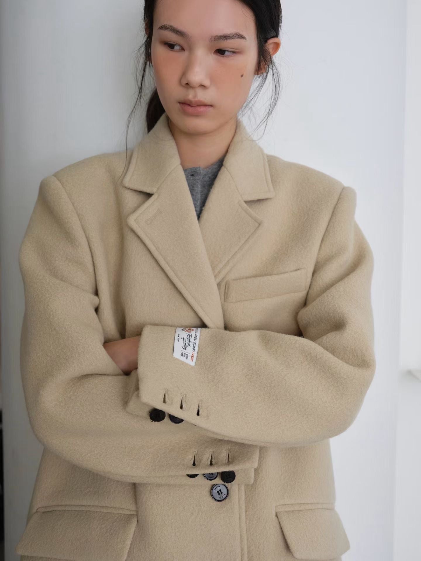 OT22029- 韓國設計師款質感西裝領長大衣