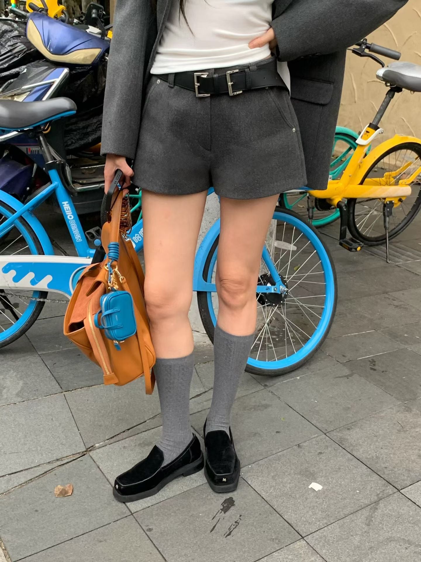 AC22023- 韓國設計感雙金屬釦真牛皮腰带皮帶