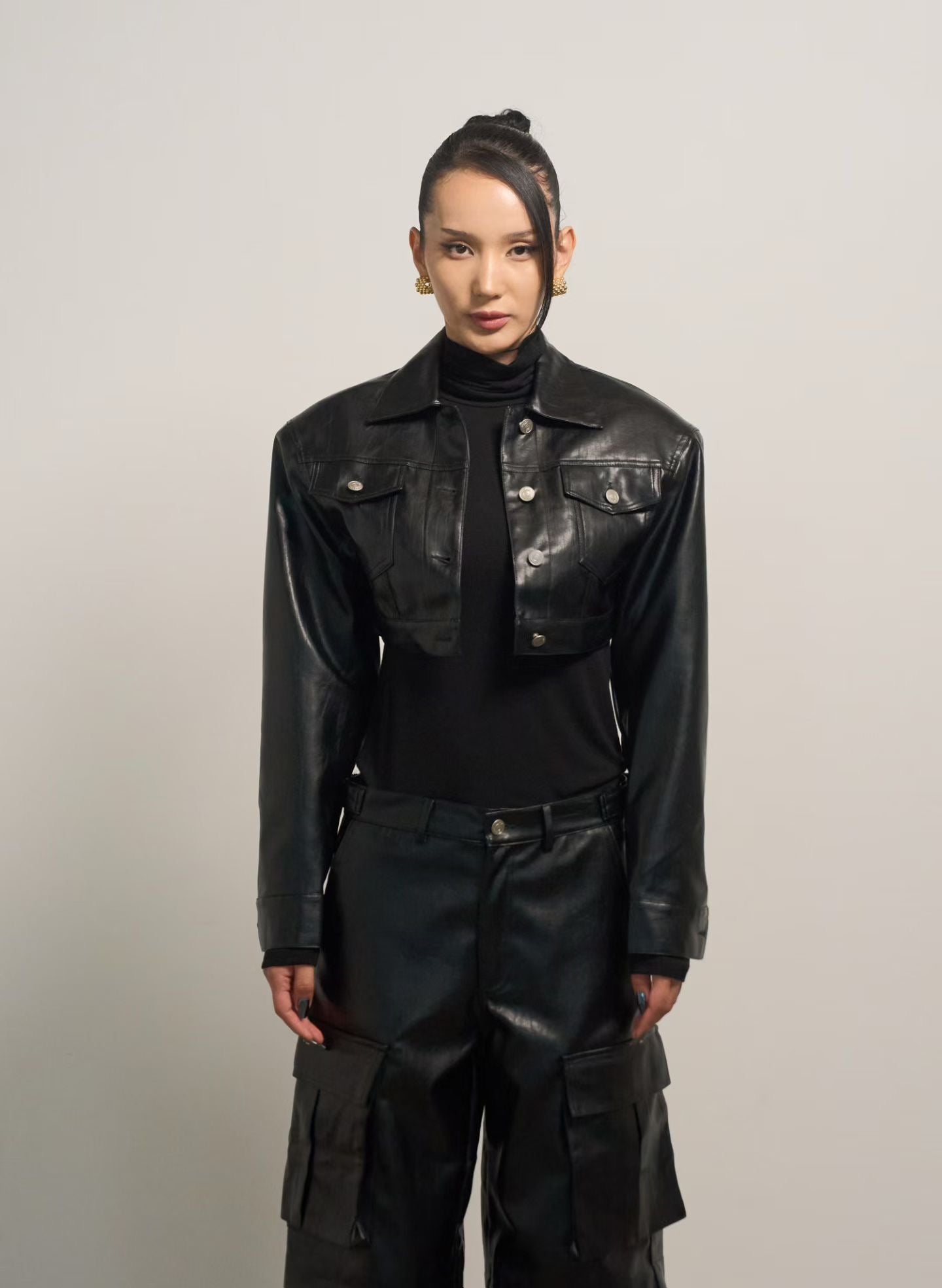 PT22093- 韓國個性前衛PU皮革長褲