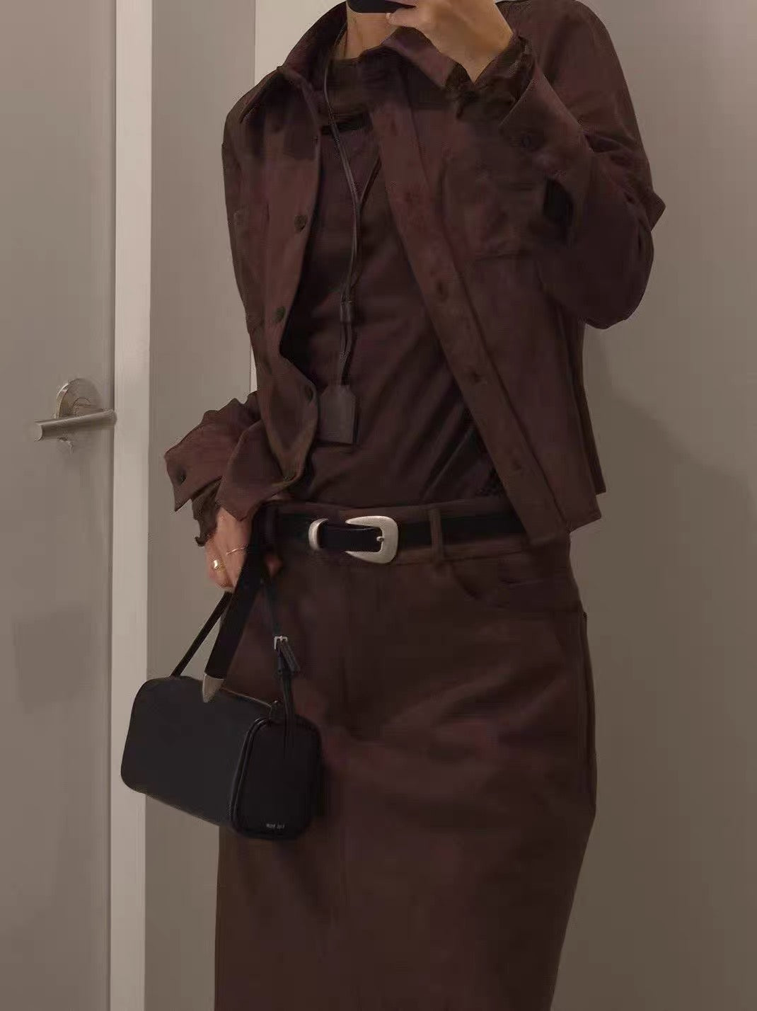 AC22060- 韓國簡約曲線釦真牛皮腰带皮帶