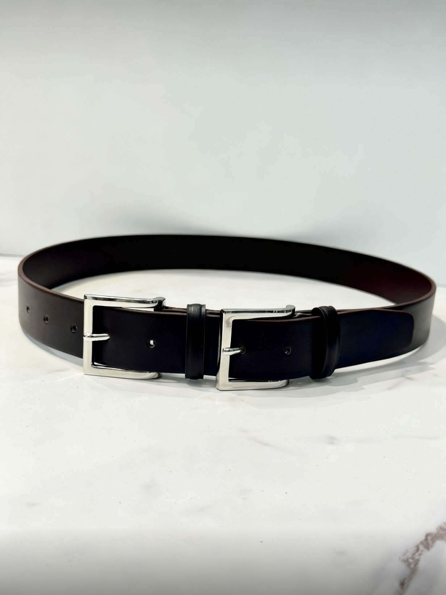 AC22023- 韓國設計感雙金屬釦真牛皮腰带皮帶